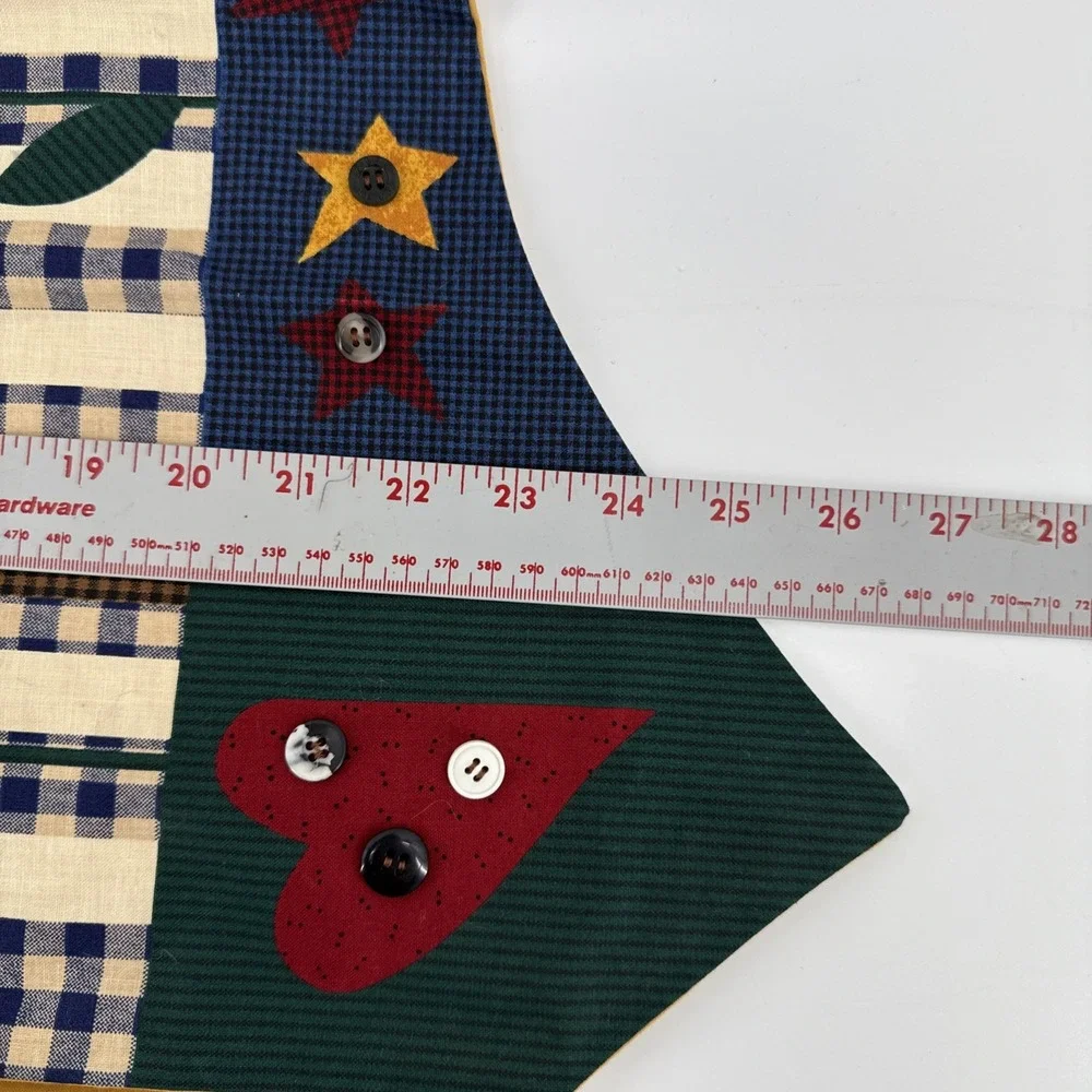 VTG Handmade Blue Gingham Sunflowers‎ Sz L Country Cottage  Novelty Shabby 80s